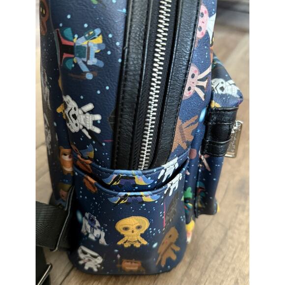 Disney Parks Loungefly Star Wars Chibi Character Print Mini Backpack Purse EUC - Picture 12 of 16
